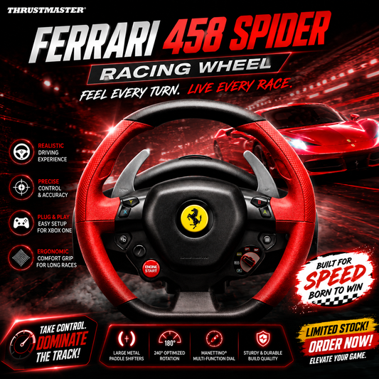 Ferrari 458 Spider Racing Wheel for Xbox One, Black, Red, Multicolor 1 Count